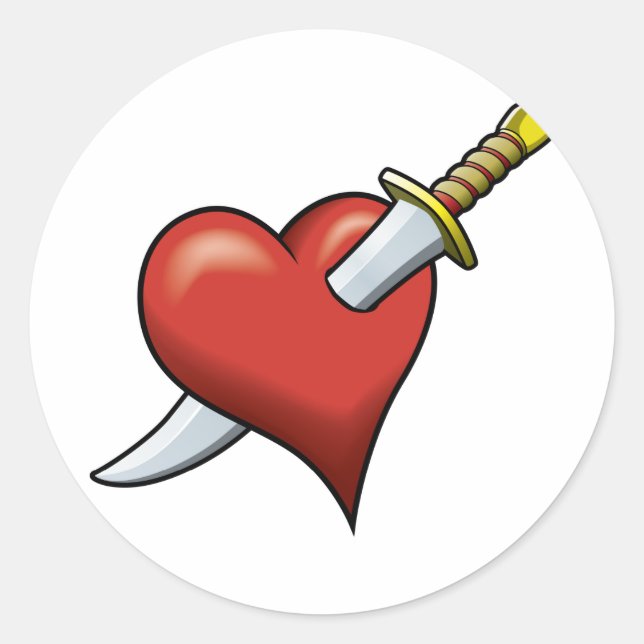 Sticker Rond Coeur et Dagger (Devant)