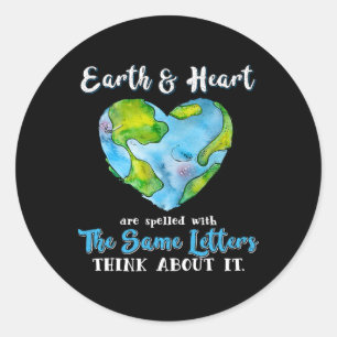 Sticker Rond Coeur Et Jour des terres Planète Anniversaire Jour