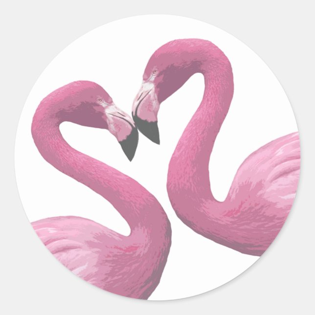 Sticker Rond Coeur Flamant rose (Devant)