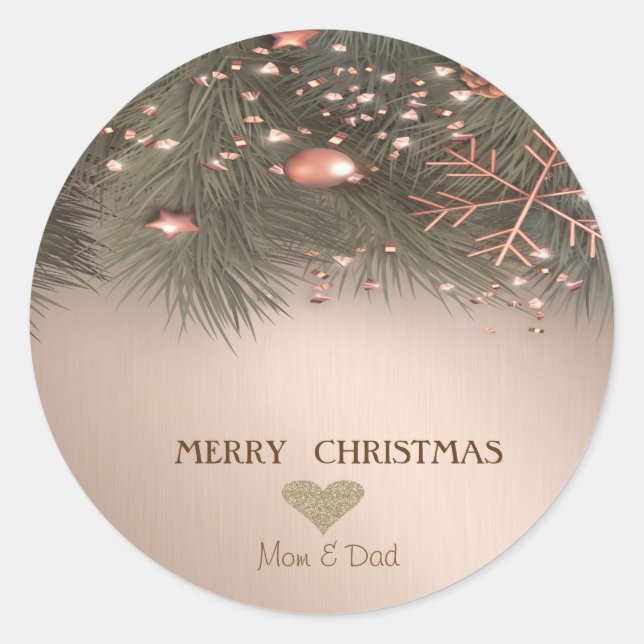 Sticker Rond Cœur,Flocon de neige,Boules,Sapin de Noël (Devant)