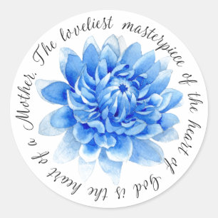 Sticker Rond Coeur floral bleu de   de coeur de la mère   de