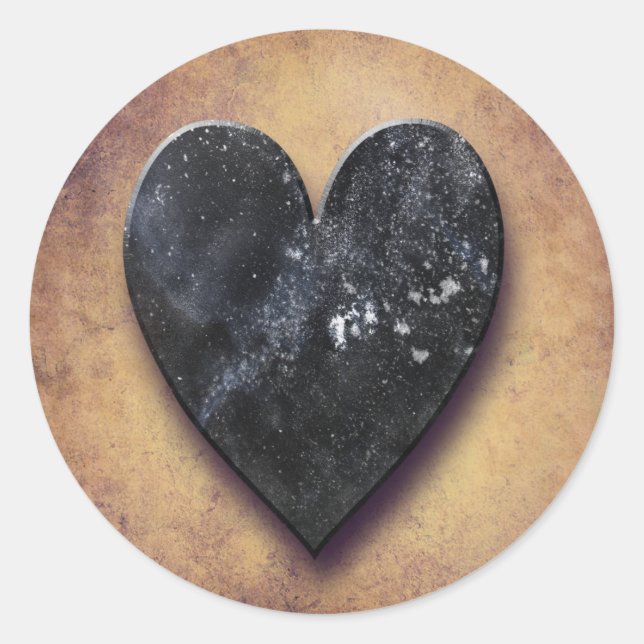 Sticker Rond Coeur foncé (Devant)