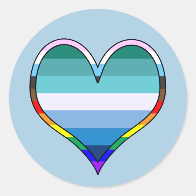Sticker Rond Coeur gay pride (Devant)