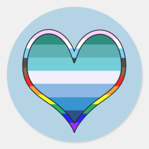Sticker Rond Coeur gay pride