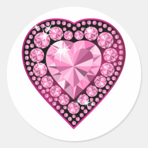Sticker Rond Coeur Gem Quartz Rose