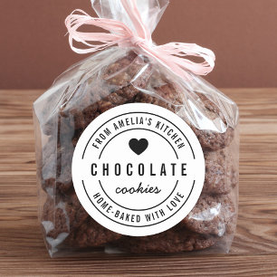 Sticker Rond Coeur gras noir et blanc Maison faite à la maison 