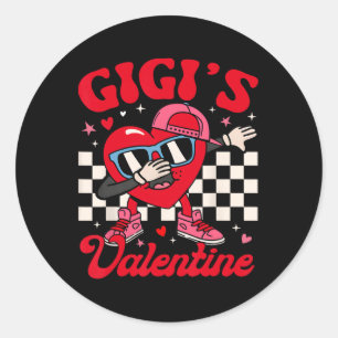 Sticker Rond Cœur Groovy Dabbing Gigi’s Saint-Valentin Garçon F