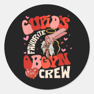 Sticker Rond Cœur Groovy Disco Tasse préférée de Cupidon pour l