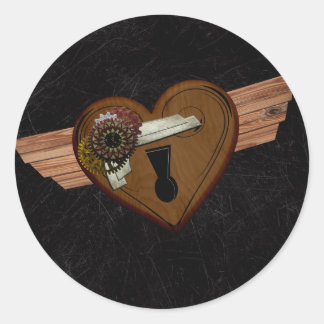 Sticker Rond Coeur Grunge Steampunk