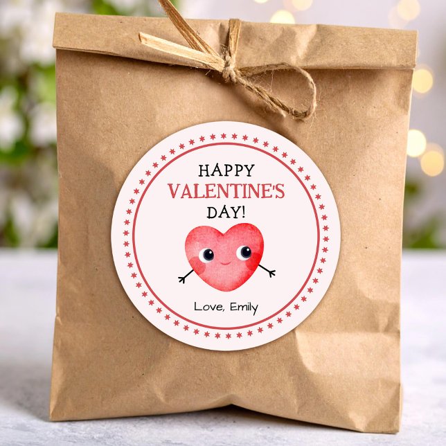 Sticker Rond Cœur heureux de la Saint-Valentin (Créateur téléchargé)