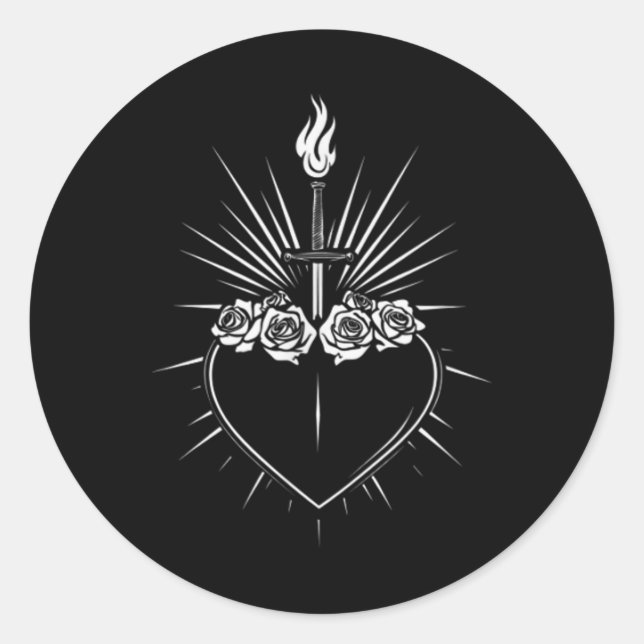 Sticker Rond Coeur Immaculé De Marie Hommes Femmes Vierge Catho (Devant)