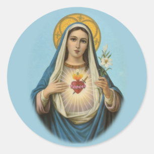 Sticker Rond Coeur impeccable d'autocollant rond de Mary