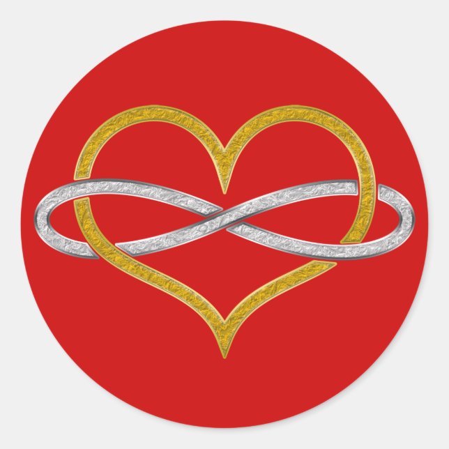 Sticker Rond Coeur Infinity Gold Silver (Devant)
