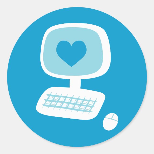 Sticker Rond Coeur informatique (Devant)