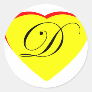 Sticker Rond Coeur Jaune Rouge D Faire-part de mariage Le MUSÉE