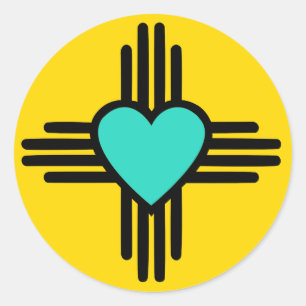 Sticker Rond Coeur Jaune Zia