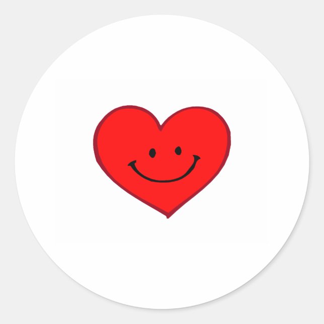 Sticker Rond Coeur (Joyeux visage) (Devant)