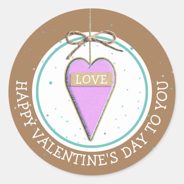 Sticker Rond Coeur lunaire Heureuse Sainte-Valentin (Devant)