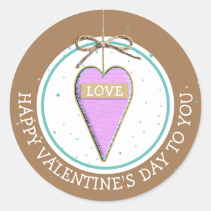 Sticker Rond Coeur lunaire Heureuse Sainte-Valentin