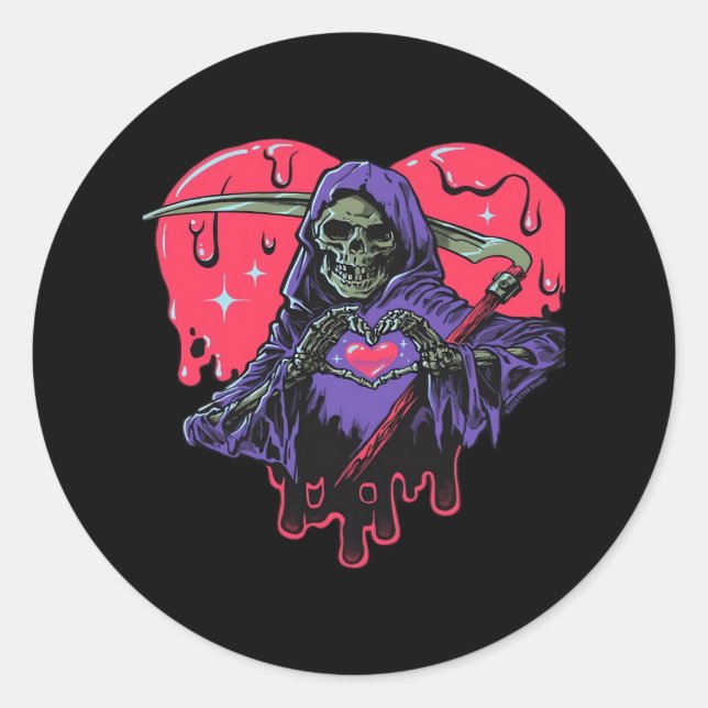 Sticker Rond Coeur Mains Reaper Classique (Devant)