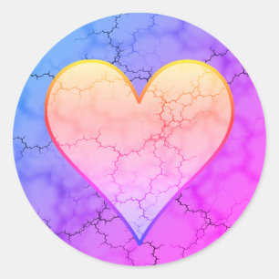 Sticker Rond Coeur marbré arc-en-ciel