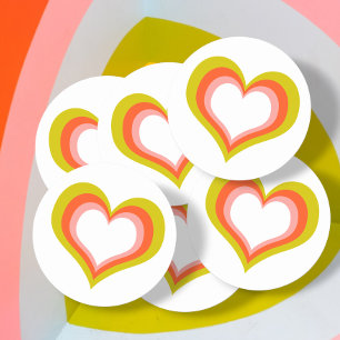 Sticker Rond Coeur Mariage Gras Retro Citrus