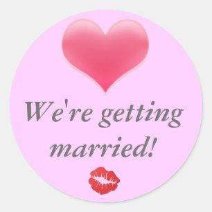 Sticker Rond coeur-mélange, images, nous nous marions !
