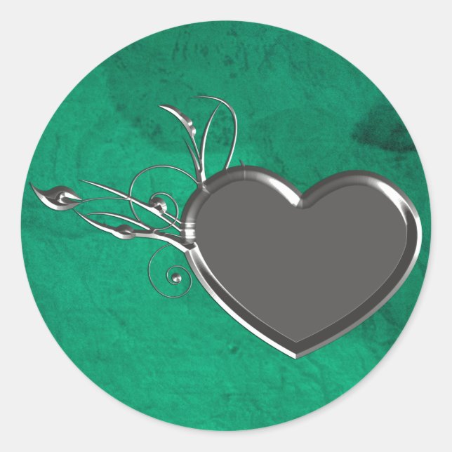 Sticker Rond Coeur métallique Steampunk (Devant)