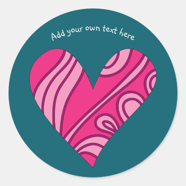 Sticker Rond Coeur motif rose (Devant)