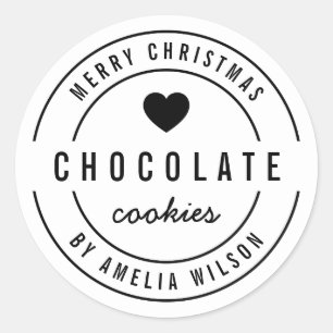 Sticker Rond Coeur noir et blanc Marchandises maison Joyeux Noë