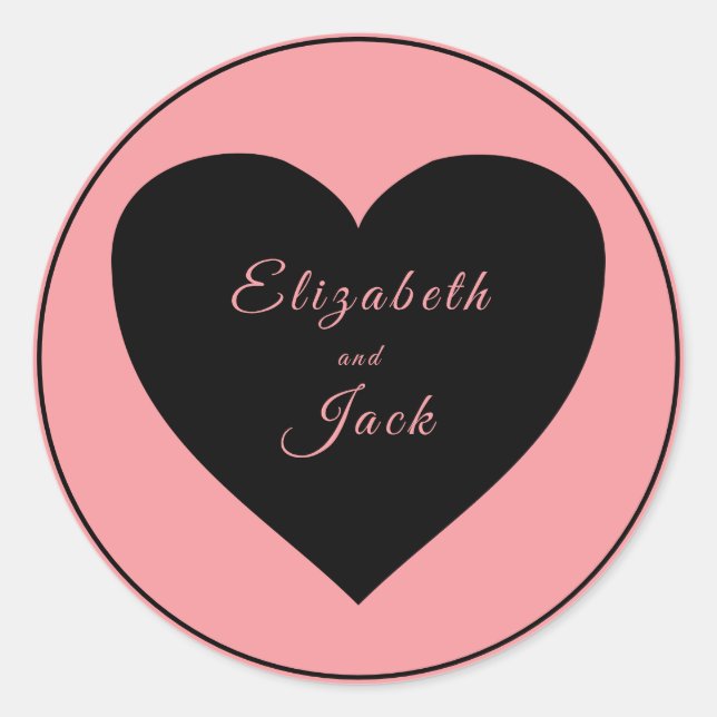 Sticker Rond Coeur noir sur Arrière - plan rose (Devant)