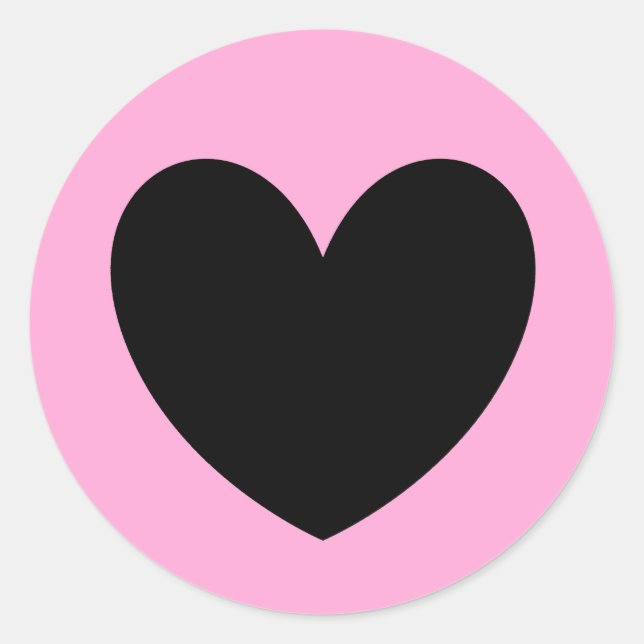 Sticker Rond Coeur noir sur coton bonbon rose (Devant)