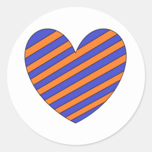 Sticker Rond Coeur orange et bleu