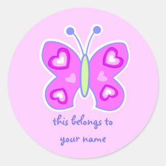 Sticker Rond coeur papillon