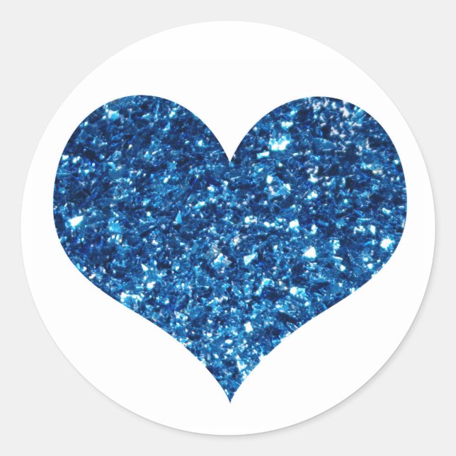 Sticker Rond Coeur Parties scintillant bleu (Devant)