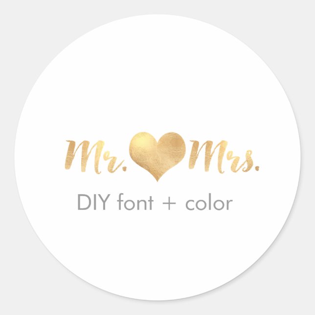 Sticker Rond Coeur PixDezine/mr&mrs/do-it-yourself couleur arri (Devant)