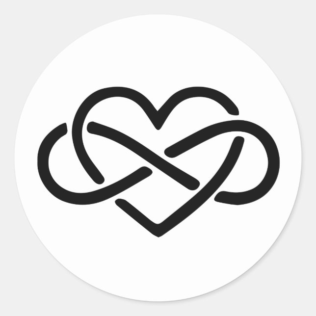 Sticker Rond Coeur polyamoral (Devant)