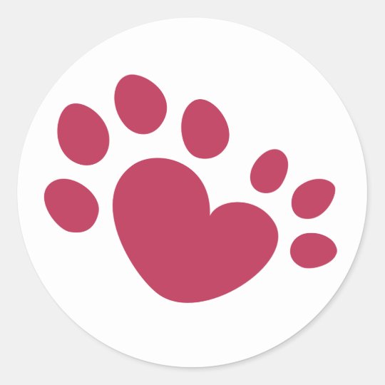 Sticker Rond Coeur Polydactyl D Empreinte De Patte De Chat Zazzle Fr