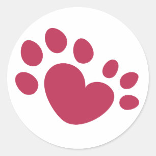 Sticker Rond Coeur Polydactyl d'empreinte de patte de chat