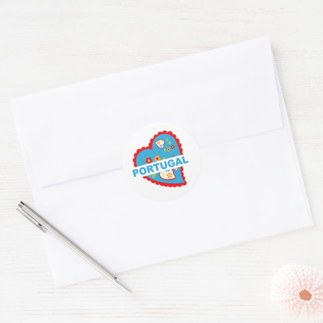 Sticker Rond Coeur portugais joyeux (Enveloppe)