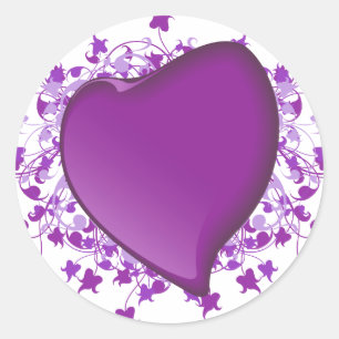 Sticker Rond Coeur pourpre