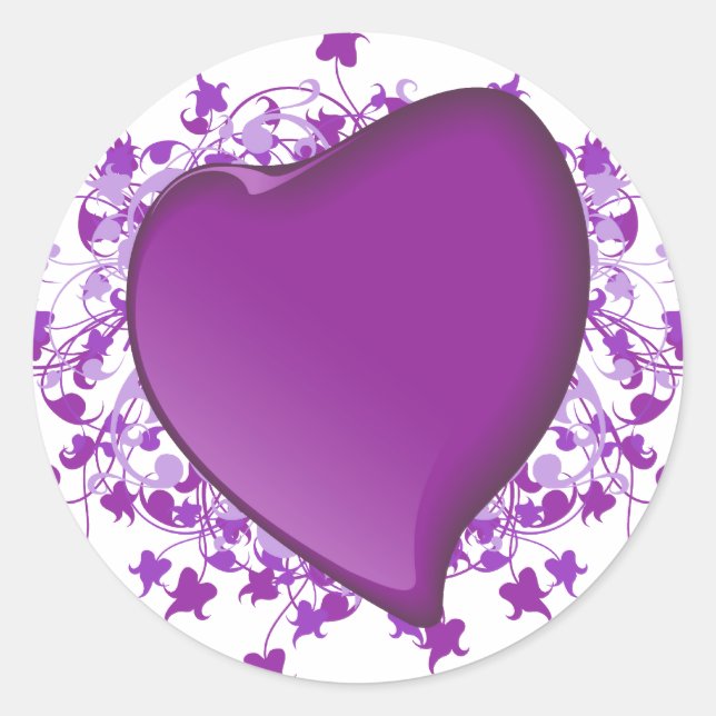 Sticker Rond Coeur pourpre (Devant)