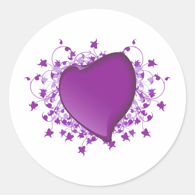 Sticker Rond Coeur pourpre (Devant)