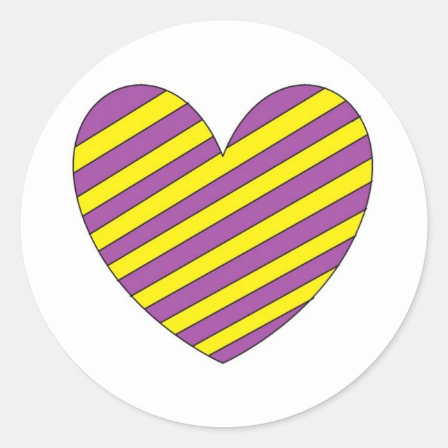 Sticker Rond Coeur pourpre et jaune (Devant)