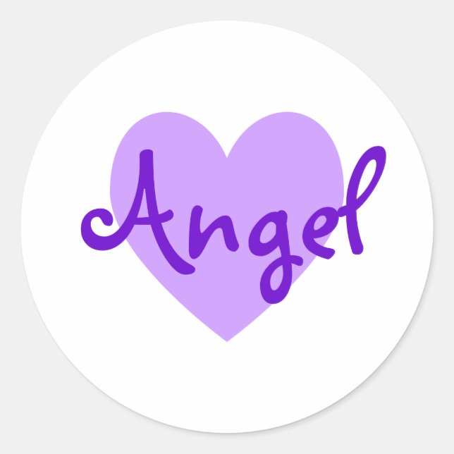 Sticker Rond Coeur pourpre personnalisé pour votre ange (Devant)