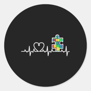 Sticker Rond Coeur Puzzle pièce Heart beat Cool Sensibilisation