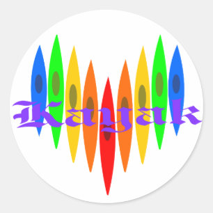 Sticker Rond Coeur Rainbow Kayak