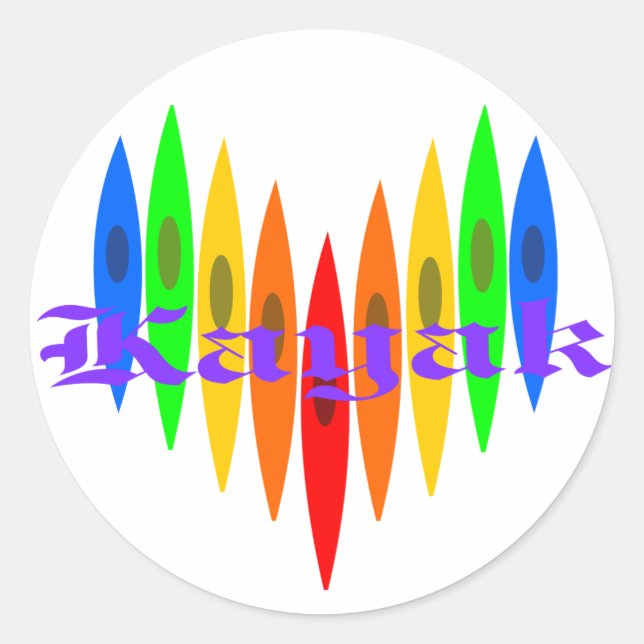 Sticker Rond Coeur Rainbow Kayak (Devant)