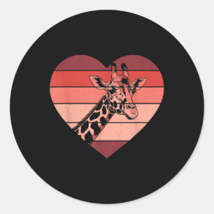 Sticker Rond Coeur rétro Giraffe Vintage Valentine femmes Mens