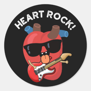 Sticker Rond Cœur Rock Drôle Musique Jeu de Mots Fond Sombre